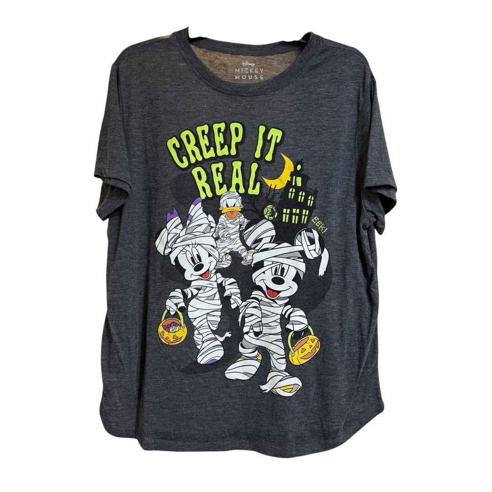 Disney T-Shirt Women XXL Charcoal Gray Excellent Creep It Real Halloween Graphic